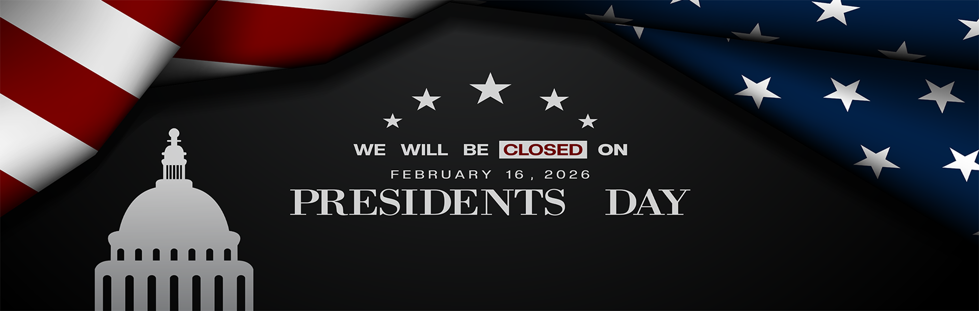 Presidents Day 2026 - City Offices Closed Monday, February 16