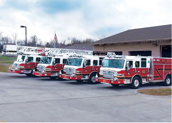 Four firetrucks
